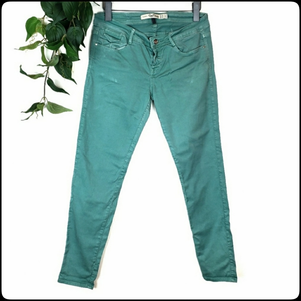 Zara Core Women's Denim Mint Skinny Jeans Size: 8